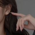 wholesale S925 Sterling Silver Single Diamond Tassel Ear Thread Korean Version Minimalist Elegant High-end Niche Ear Accessories M02069-0-3