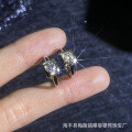 S925 Sterling Silver Geometric Square Earrings with D Color Moissanite-0-1