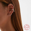wholesale S925 Sterling Silver Double Row Diamond-Studded Ear Clips with Drop Zirconia for Work Attire-0-2