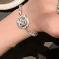 wholesale S925 silver new jewelry rose flower bracelet with high-carbon diamonds, small and trendy, designed for women-0-1