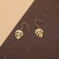 wholesale S925 Sterling Silver Small Batch Design Matte Textured Earrings, Women's Gold Leaf Ear Hooks-0-2