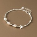 wholesale S925 Sterling Silver Butterfly Freshwater Pearl Bracelet for Women, Fashionable Sweet Design with a High-End Sense and Versatile Style-0-1