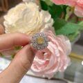 wholesale S925 silver plated with 18k gold ladies' ring with 4*5mm 05-carat fancy vivid yellow simulated diamond, Xiaohongshu same style-0-5