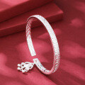 wholesale 999 Silver Money Attracting and Blessing Open Bangle, New Chinese Style Niche and Versatile Goddess Festival Gift-0-0