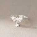 wholesale S925 Sterling Silver Fresh and Sweet Ins Style Niche Design Lily of the Valley Bow Ring R02332-0-3