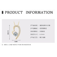 925 Sterling Silver D Color Moissanite Geometric Drop Pendant Necklace-Heart-shaped necklace [K gold]  925 silver