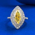 wholesale 925 Silver New ZHUO Zhifang 6*13mm Marquise Yellow Diamond Ring for Women with Luxurious Euro-Style Setting-0-5
