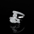 Silver Moissanite Ring, Four-Prong Leopard Head Cross-Border Luxury Setting-0-2