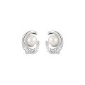 wholesale S925 Sterling Silver New Small and Original Ins High-end Luxury Geometric Irregular Inlaid Pearl Earrings for Women-0-7