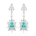 wholesale Metal material first - Shipei Jewelry Green Flexible Earrings Long Drop 7*10 Paraiba 10ct2025-0-0