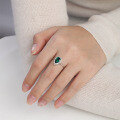 wholesale S925 Sterling Silver Gold-Plated Ring with 15ct Zambian Lab-Grown Pear-Shaped Emerald for Cross-Border Trade-0-3