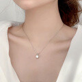 S925 Sterling Silver Moissanite Four-Prong Pendant Necklace-0-2