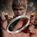wholesale 9999 Pure Silver Cuff Bracelet with the Popular Black Myth Wukong's Tight Hoop Spell, Ancient Craftsmanship, Great Sage Equalling Heaven's Golden-Hooped Rod Jewelry-0-8