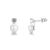 wholesale S925 Sterling Silver Cross-Border Moissanite Stud Earrings for Women, Luxe Minimalist Design, High-End Elegant Earrings, New Hot-Selling Styles-30 points + 30 points (Moissanite) earrings 925 silver