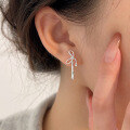 wholesale S925 Sterling Silver Simple and Light Luxury Bow Earrings for Women, Korean Summer Ins Trendy Versatile High-end Earrings-0-0