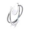wholesale S925 Sterling Silver Irregular Geometric Woven Line Open Ring Simple Fashion Korean Style Minimalist Ring-0-4