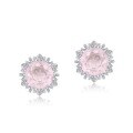 wholesale S925 sterling silver minimalist fashion snowflake earrings with pink crystal, luxury-style jewelry wholesale-0-5