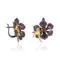 wholesale 925 Silver Secret Garden Designer Natural Amethyst Earrings Birds and Flowers Natural Gemstone Stud Earrings-0-0