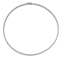 925 Silver 2mm 3-Point Moissanite Single Row Four-Prong Full Diamond Pendant Necklace-2mm 3-point moissanite necklace, 14 inches