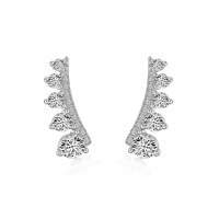 wholesale S925 Sterling Silver Korean New Style Women's Earrings with Zircon Inlay, Symmetrical Design, Fashionable and Unique Women's Earrings, Available for Wholesale-Platinum DY1D0327-SW-WH 925 Silver