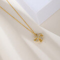 wholesale S925 silver minimalist and fresh rotating windmill pendant necklace with zirconia, Korean style, for women-0-3