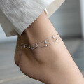 wholesale 925 Sterling Silver Ankle Chain with Zirconia Ins Style Small Minimalist High-end Cross-border European and American Jewelry for Women-0-3
