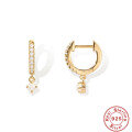 wholesale S925 Sterling Silver Punk Style Spike Studded with Crystals and Pearl Ear Cuff Earrings for Women-0-9