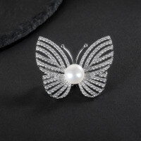 wholesale S925 Sterling Silver New Natural Freshwater Pearl Butterfly Brooch, Designer Edition Fashionably Luxurious with a High-End Feel-Natural Freshwater Pearl Brooch 925 Silver