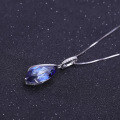 wholesale S925 silver gemstone crystal pendant necklace with a design sense, luxurious retro fashion-0-2