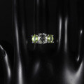 wholesale S925 Sterling Silver Natural Green Amethyst Ring In Stock Direct Supply Fashion Luxury Inlaid Gemstone Natural Colored Gem Ring-0-1