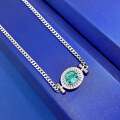 wholesale Metal material first - MuJing Jewelry New Simulated Paraiba High Carbon Diamond Necklace for Women 9*11mm Oval Creative Cuban Chain-0-3