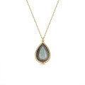 wholesale S925 Silver Plated 14K Gold Vintage Japanese Style Aget* Mysterious Blue Flash Labradorite Necklace Collarbone Chain Wholesale-0-4