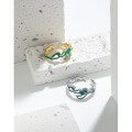 wholesale S925 sterling silver irregular enamel design with unique drip glaze technique and open-ring drip resin women's ring-0-1