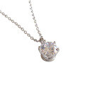 wholesale S925 Sterling Silver Korean Mori-style Student Simple and Elegant 6mm Single Zircon Pendant Necklace for Women-0-4