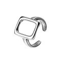 wholesale Sterling Silver S925 Geometric Thai Silver Rectangular Ring Fence Antique Hollow Openable Viral Women's Jewelry J9887-0-4