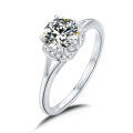 wholesale S925 Plated White Gold 1-Carat D Color Moissanite Diamond Ring Simple and Classic Wedding Ring High Quality Factory Direct Supply-0-1