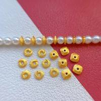 wholesale Gold-plated S925 Ancient Silver Engraved "Shi Lai Yun Zhuan" Peace Ring Spacer Straight Cut Spacer Bead Gasket for DIY Bead Stringing-Smooth straight cut one