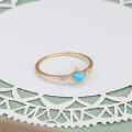 wholesale S925 silver plated with 14K gold, Dunli Jewelry minimalistretro style geometric oval turquoise ring-0-3
