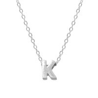 wholesale Metal 925 Silver Plain 26 Letters Pendant Necklace, Ins Luxury Hot-selling Choker-Platinum-K 925 silver