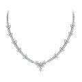 wholesale S925 Silver ShiPei Jewelry New 4*8mm White Marquise 05 Carat Collarbone Necklace 43+3cm-0-5