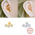 wholesale S925 Sterling Silver Three-Piece Screw Thread Diamond Ear Bone Stud, Hot Selling European and American Export-0-3