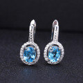 wholesale S925 silver fashion sky blue topaz earrings,-0-1