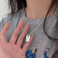 wholesale S925 Sterling Silver English Square Pendant Small Bead Necklace for Women, Summer Minimalist Luxury Advanced Letter Collarbone Chain-0-2