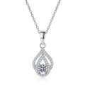 wholesale 925 Silver D-color Moissanite Necklace for Women, Choker Chain Accessory, Versatile Teardrop Pendant, Niche Design Silver Jewelry-0-4