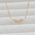 wholesale 9K Gold Spring New Arrivals Minimalist Night Sky Meteor and Crescent Moissanite Necklace Wholesale from Jewelry Manufacturers-0-1