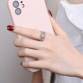 wholesale S925 Sterling Silver Retro Thai Silver Distressed Interlocking Circle Snake Skin Pattern Punk Style Open Ring-0-2