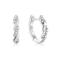 wholesale S925 Sterling Silver Cross Hoop Earrings With Moissanite,ins。-Platinum 925 silver