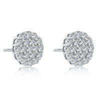 Metal French Light Luxury Lady Earrings, Wholesale Direct.-Round cubic zirconia earrings [K white]
