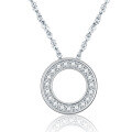 wholesale S925 silver metal minimalist and elegant Korean and Japanese style diamond zirconia circle pendant necklace chain wholesale-0-4