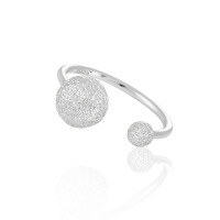 wholesale S925 Sterling Silver 886 Matte Double Ball Ring for Women, High-End Sense, Niche, Personalized, Ins Minimalist Style, Adjustable Silver Ring-18K Gold [No. 12/Adjustable] Opening adjustable